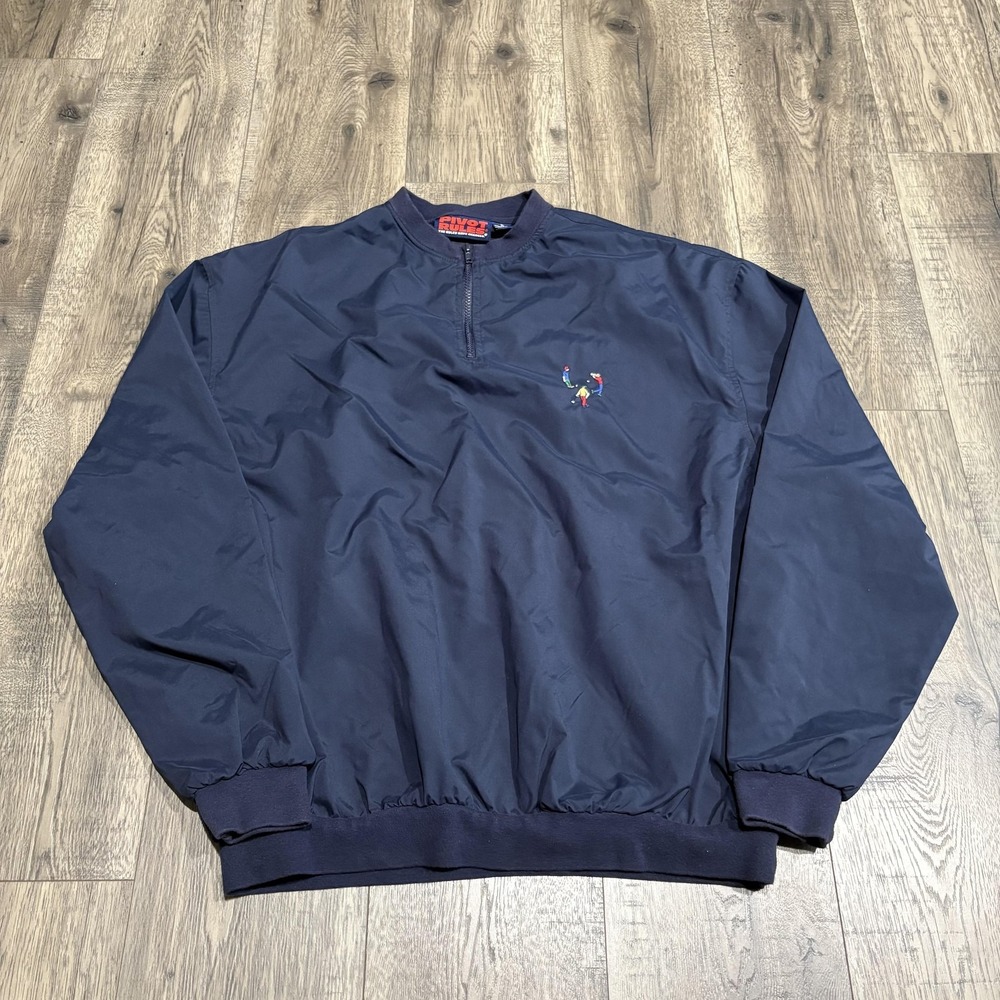 Pivot Rules Mens XL Golf Windbreaker 1/4 Zip Elastic Hem Ventilated Vintage dad